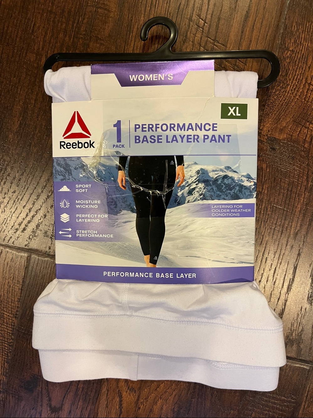 REEBOK Women's 1-Pack White Stretch Soft Performance Base Layer Pant Size XL